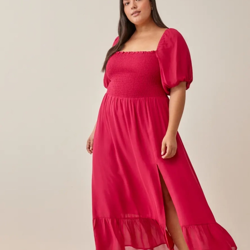 Reformation Meadow Dress in Raspberry